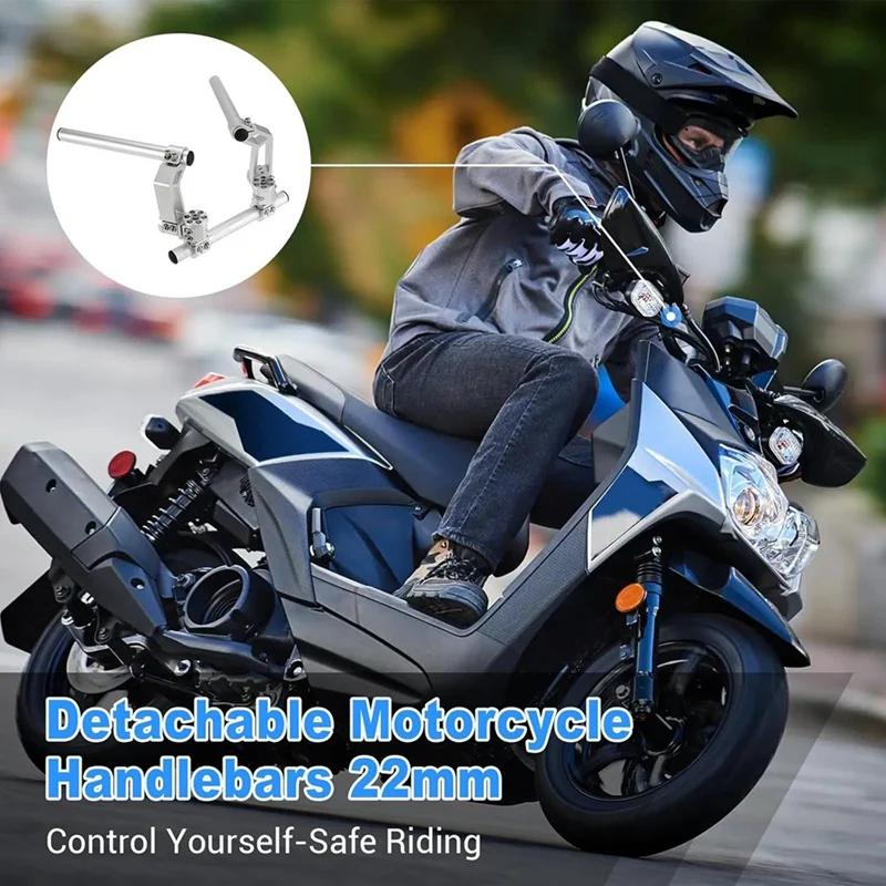 مقود دراجة نارية قابل للتعديل، نظام قضبان مقبض شماعات توجيه قابلة للفصل لسكوتر 125Cc فضي #2