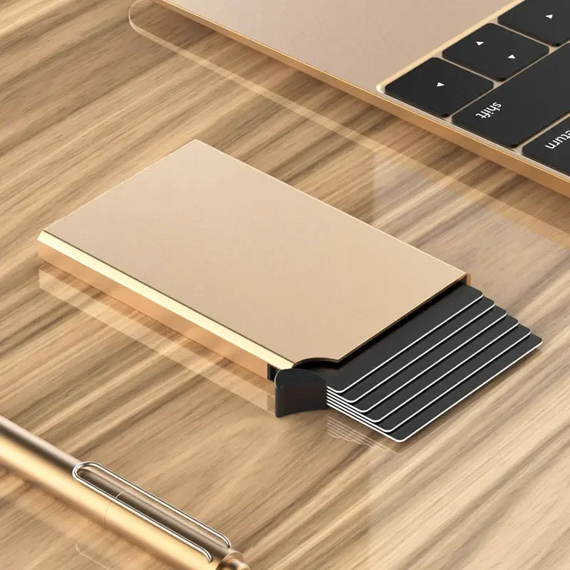 SHIMENGFU Slim RFID Wallet Metal Stainless Steel Creative Business Card Holder Aluminum Credit Card Pack for Office Use