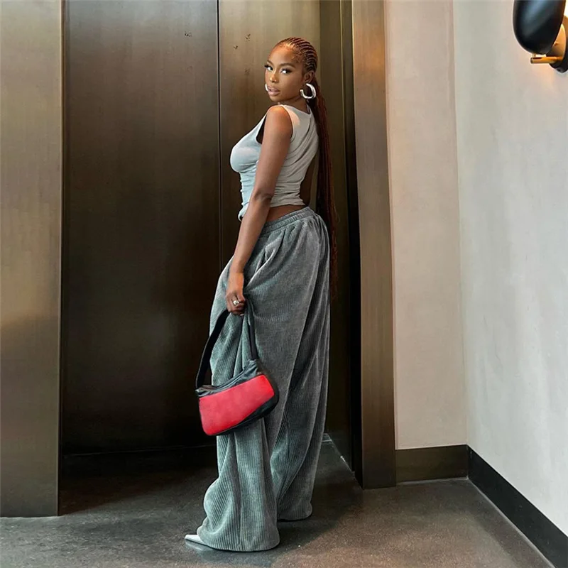 2025 Autumn and Winter Women's Clothing New Fashion Street High Waist Loose Straight Casual Trousers