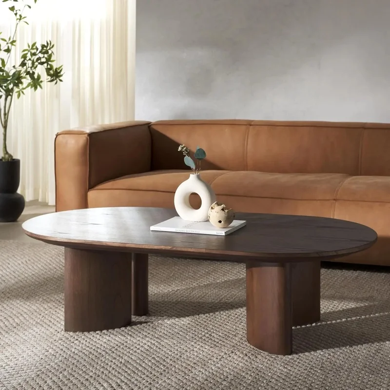 

Walnut Oval Solid Wood Coffee Table