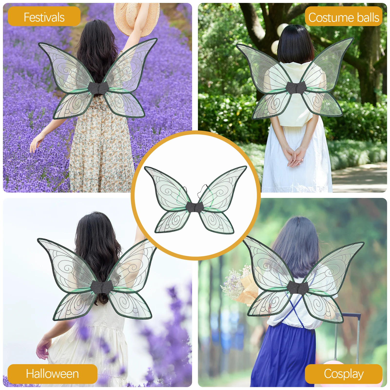 

Aldult Glowing Butterfly Wings Halloween Decor Decorations Colorful Yarn Cosplay