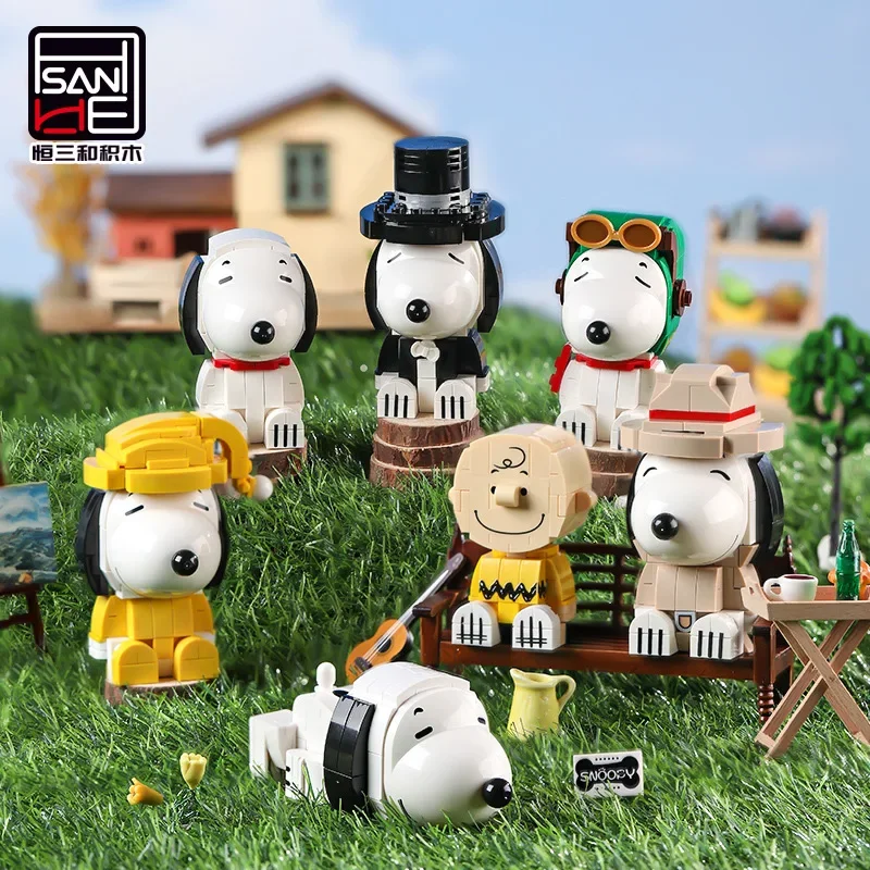 Snoopy Headz Building Blocks Charlie Assembly Model Dog Mini Bricks Figure Children's Educational Toys For Christmas Gifts