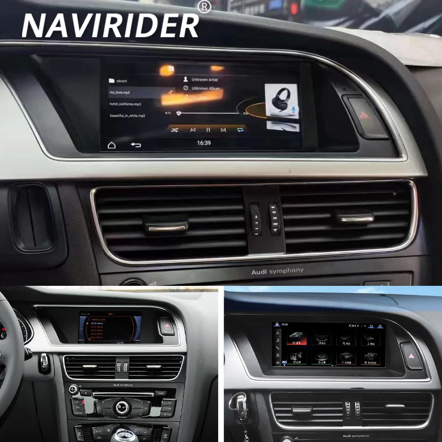 

Для Audi A4 A4L B8 A5 2009-2016: Автомобильный мультимедийный плеер Android 15 с беспроводным CarPlay, экраном, автомагнитолой, GPS-навигацией и головным устройством