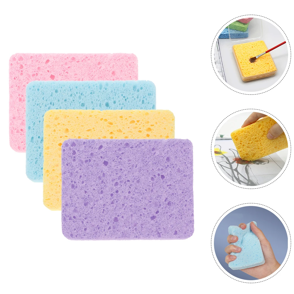 

4 Pcs Painting Cleaning Sponge Dish for Sponges Watercolor Pad Craft Round Brush