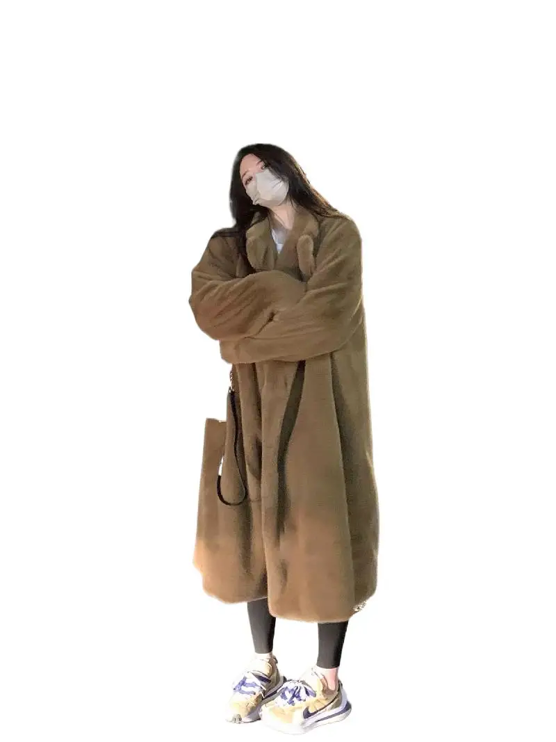 2025 ملابس نسائية سميكة متوسطة الطول معطف فرو صناعي شتاء جديد 1130 #1