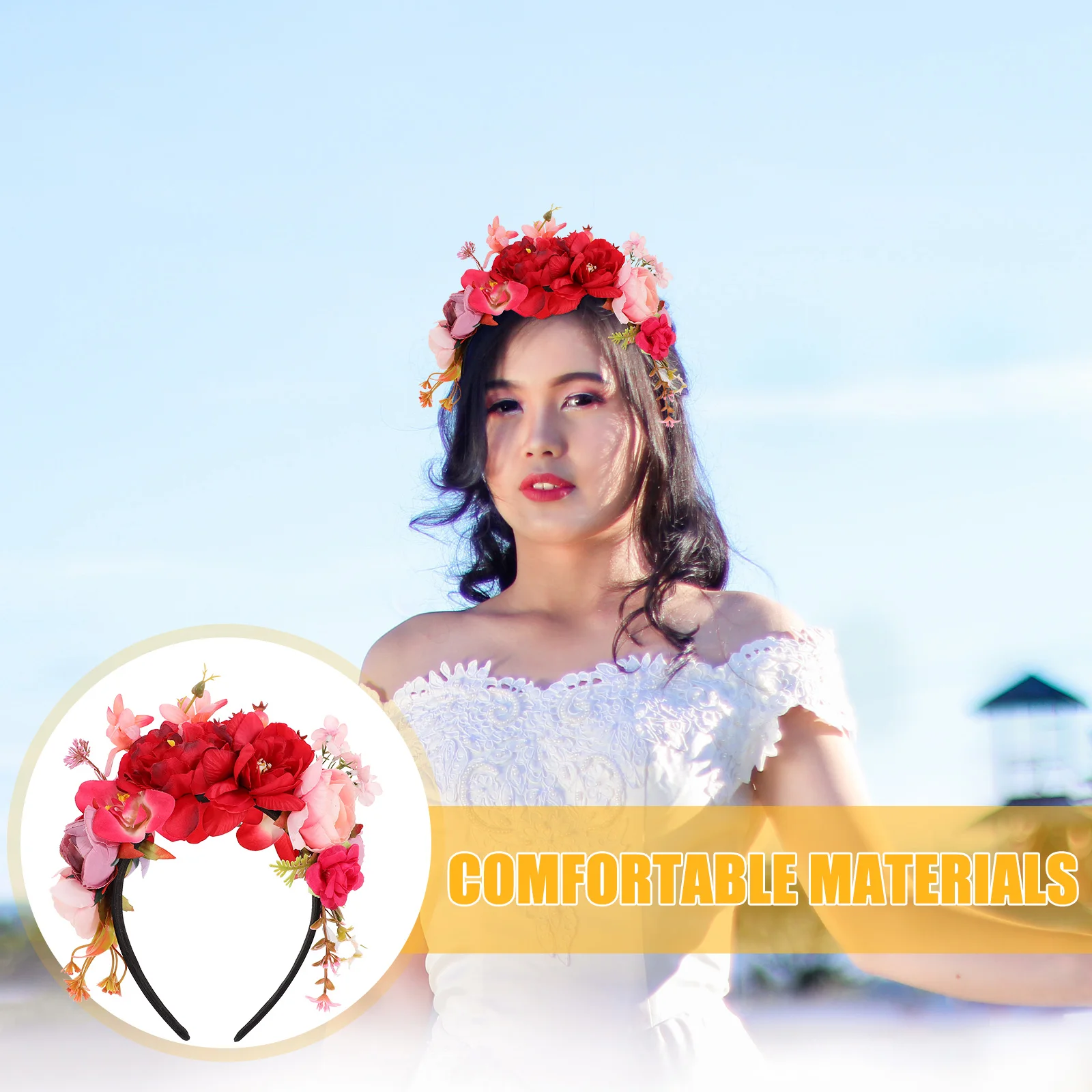 

Повязка на голову с искусственными цветами для женщин, головные уборы для девочек, повязки на день Святого Валентина, красная подружка невесты