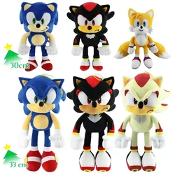 Sonic Plush Toy 30-33cm The Hedgehog Sonic Knuckles Tails Cute Cartoon Soft Stuffed Doll Birthday Gift for Children