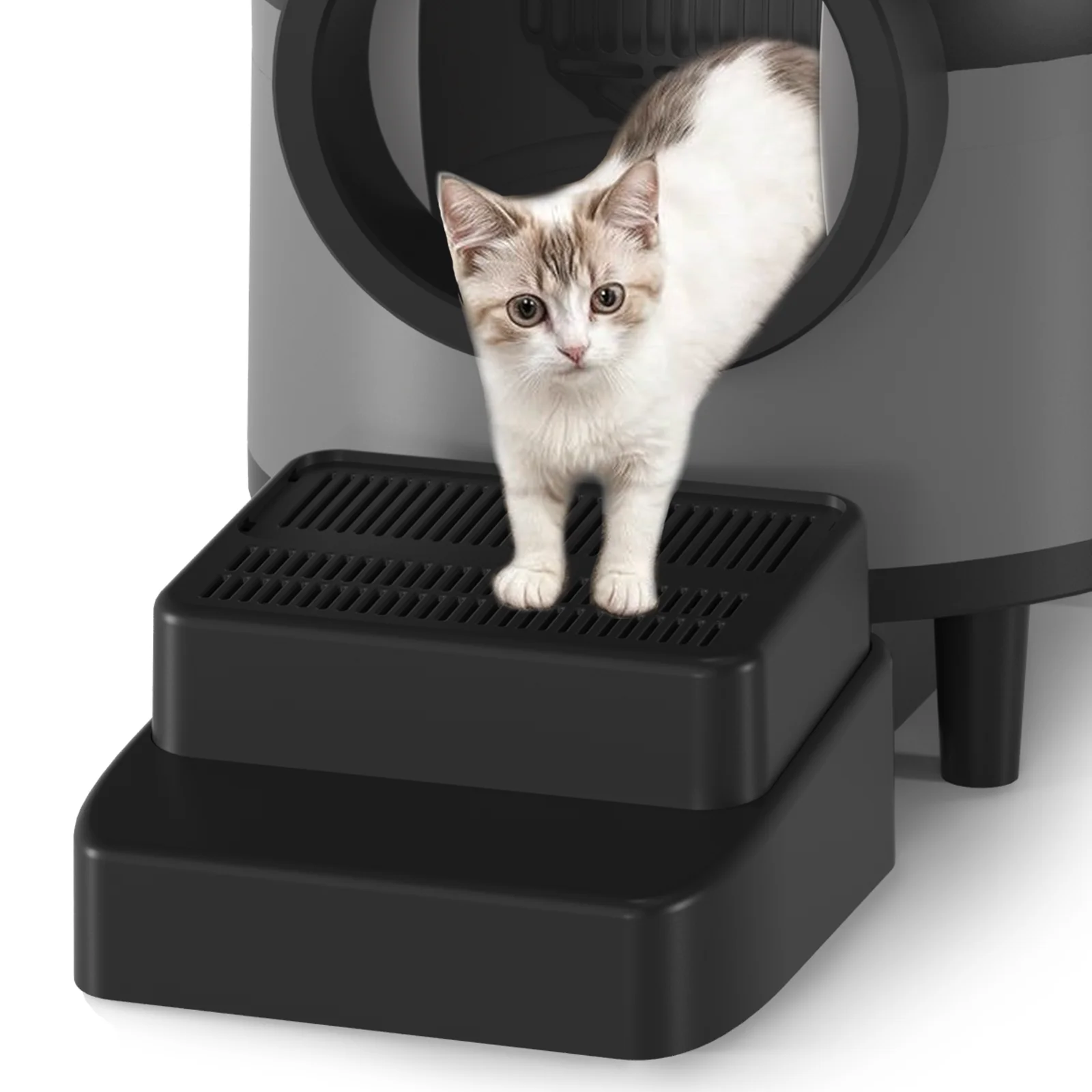 

Automatic Cat Litter Box Cat Pedal 3 Step Stool. Easy Clean StoolLitter Catcher for Smart Litter Box.Adjustable Litter Box Ramp