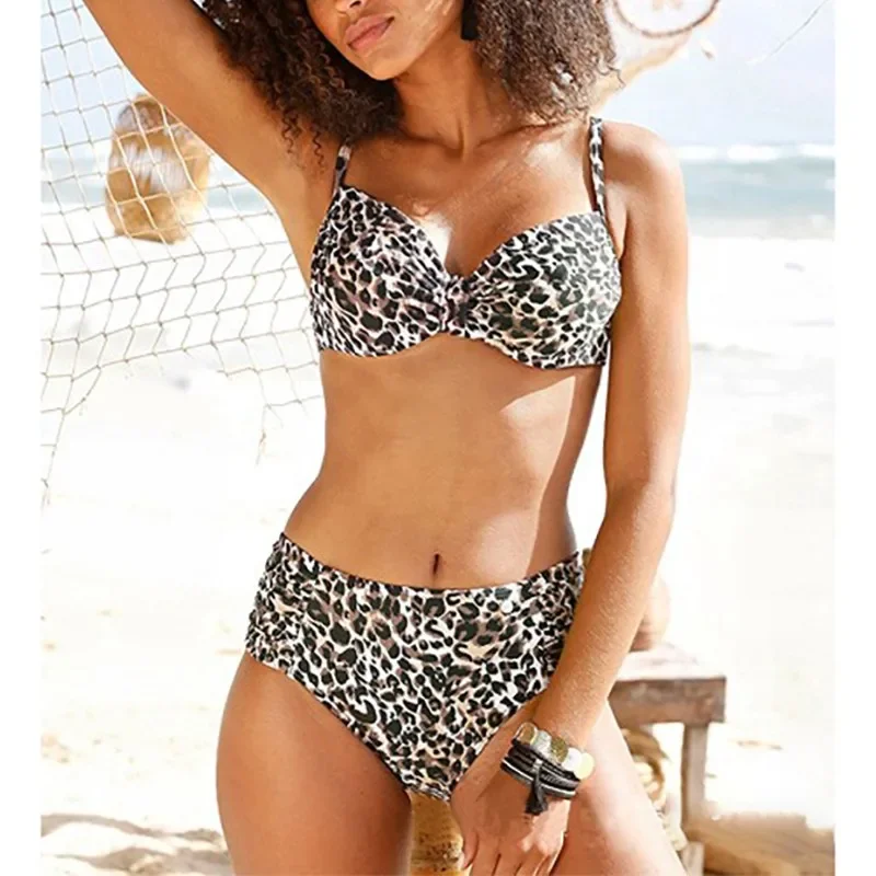 

2023 New style women swimsuit leopard print Two piece sexy bikini snake print split swimsuit women high quality strap bikini XXL