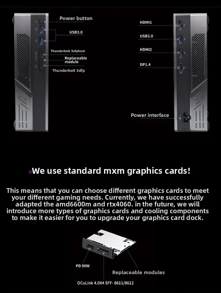 RTX-4090M Base de tarjeta gráfica Thunderbolt, portátil, portátil, base de tarjeta gráfica externa portátil