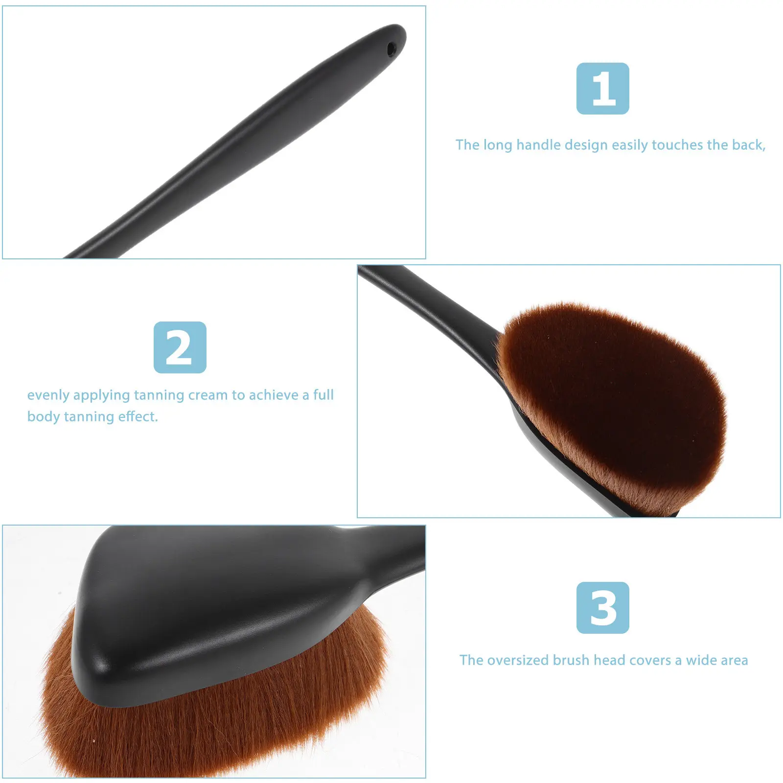 Long Handle Body Tanning Brush Extra Wide Head Soft Bristles for Back Self Tanner Application Body Moisturizer Cream Applicator
