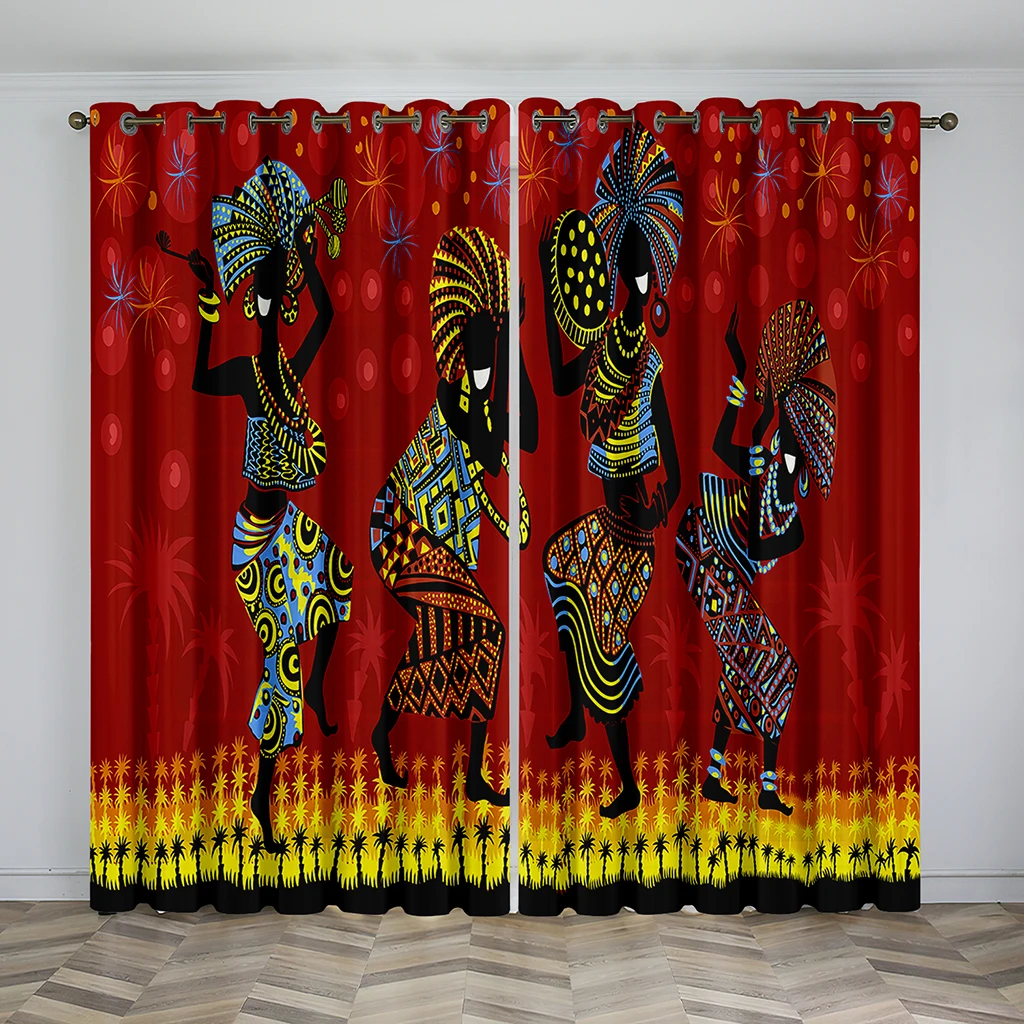 Ethnic African Woman Window Curtains Living Room Bedroom Kitchen Curtain For Children Drapes Window Treatment