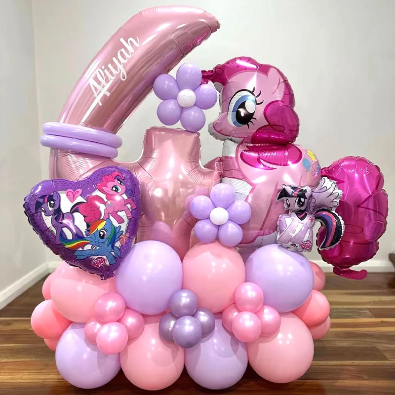Set de Globos de Aluminio con Temática de My Little Pony, Decoración para Fiestas de Cumpleaños Infantiles, Fondo de Película de Dibujos Animados, Regalo para Baby Shower de Niña