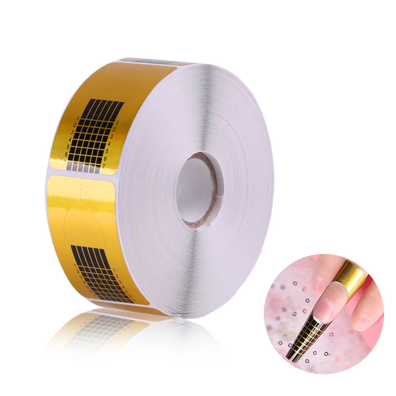 

500pcs Professional Acrylic Curve Nails Gel Nail Extension Nail Art Guide Form Gold