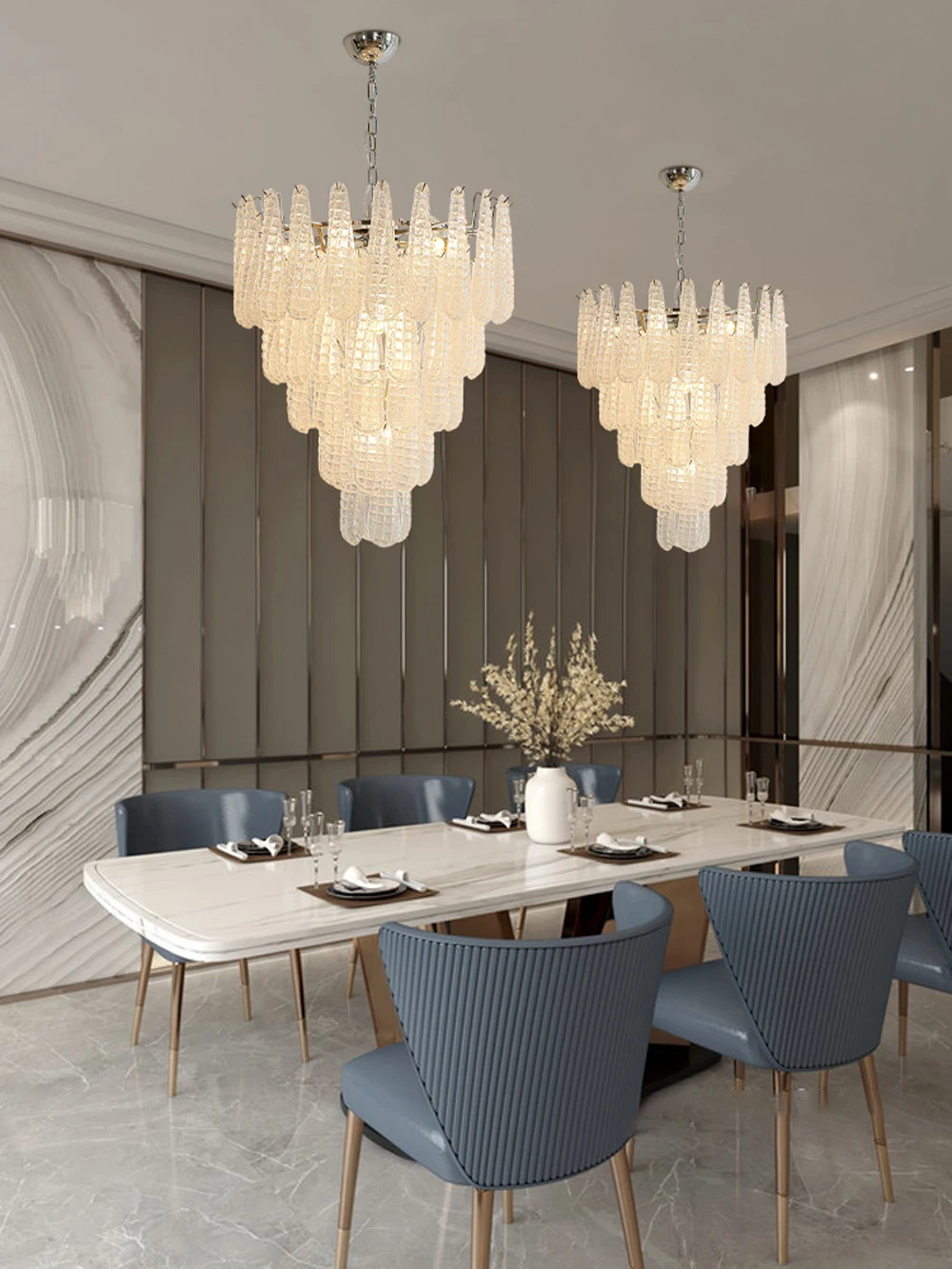 

French Design Glass Art E14 Dimmable LED 2024 Chandelier Lighting Suspension Luminaire Lampen Hanging Light For Dinning Room