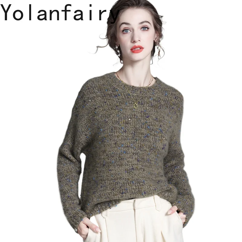

YOLANFAIRY High Quality Wool Sweaters Woman Winter Autumn Knitted Cashmere Sweater Korean Fashion Long Sleeve Tops Pullovers
