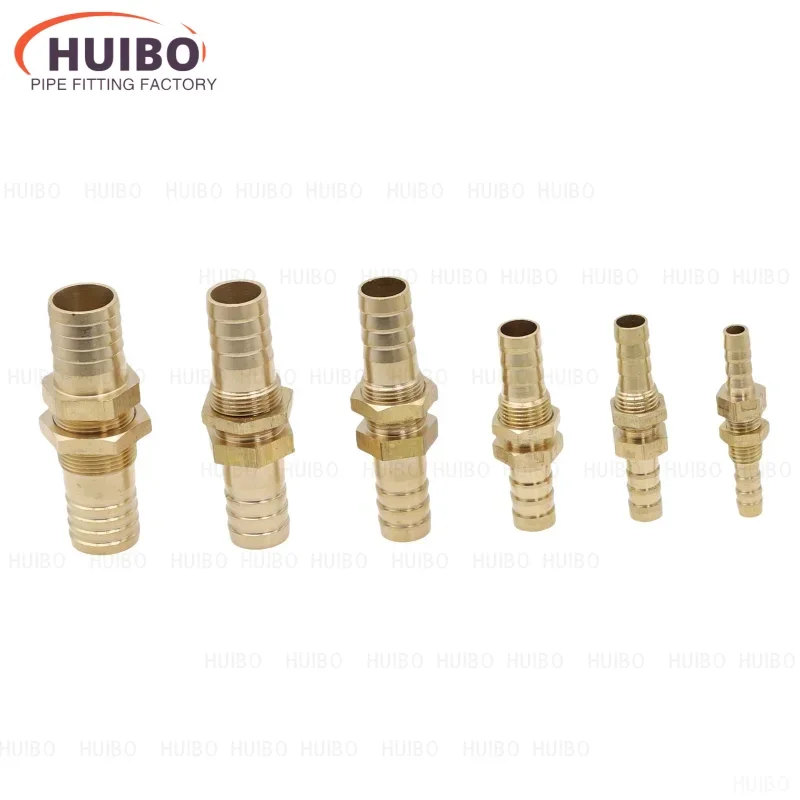 ID Pipe 6 8 10 12 14 16mm Hose Barb Bulkhead Brass Barbed Tube Pipe Fitting Coupler Connector Adapter For Fuel Gas Water Copper