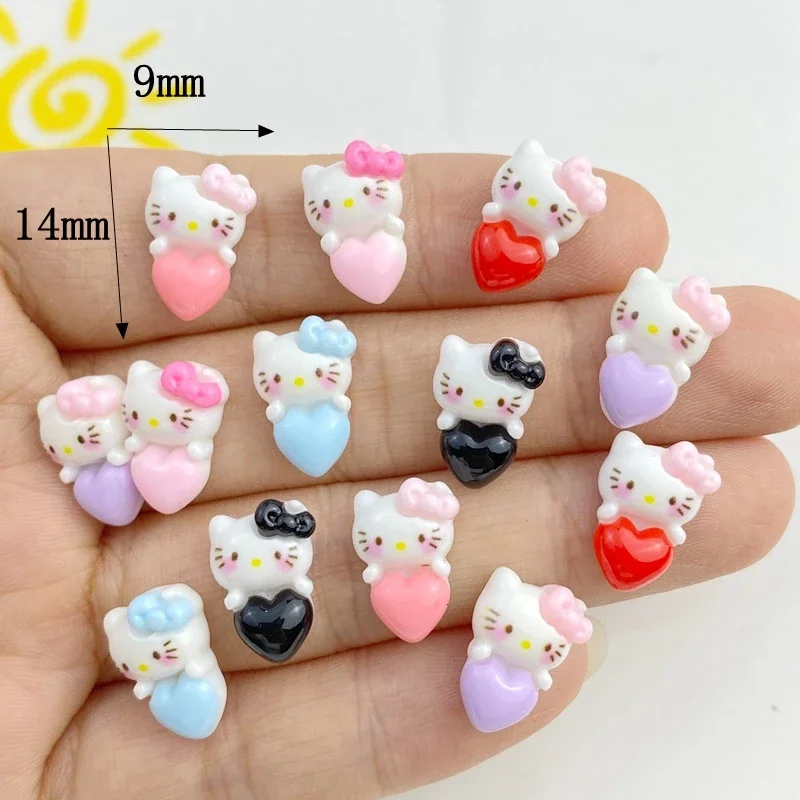 20Pcs New Cute Mini cartoon loving cat Resin Figurine Crafts Flatback Ornament Jewelry Making Manicure Hairwear Accessories