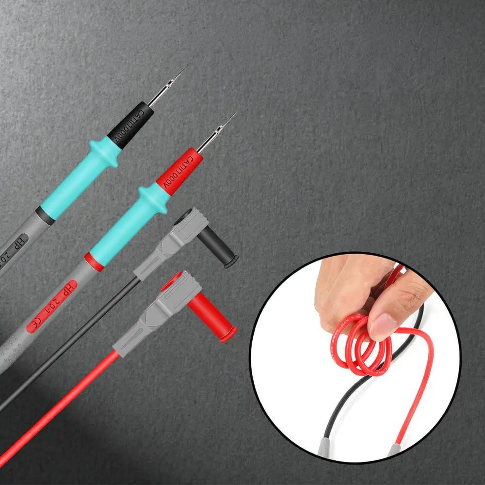 Universal Multimeter Test Leads For Handskit Needle Tip Probe 1000V 20A Silicone Cable Professional Electrical Measuring Tools