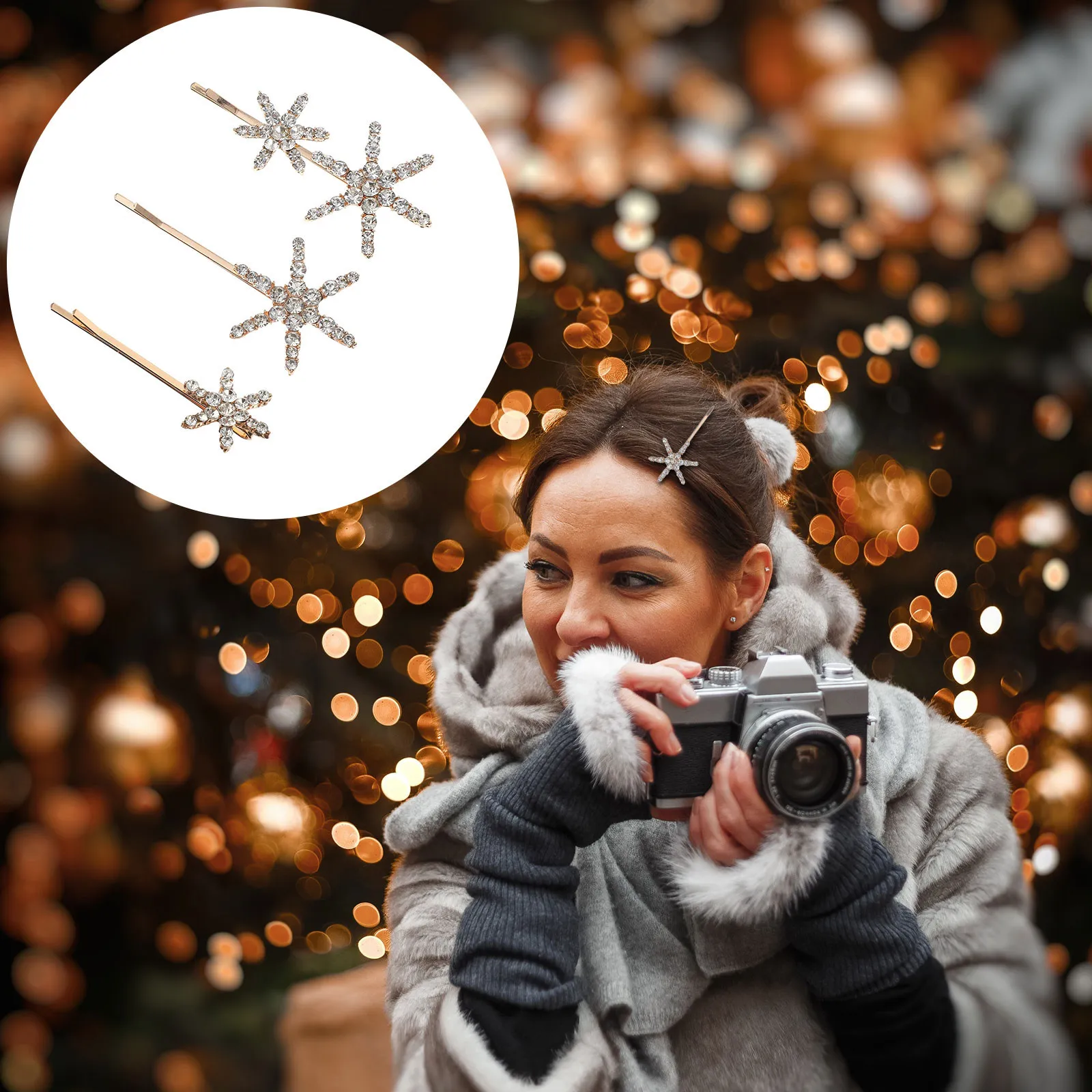 

1Set Stars Hair Clip Set Glitter Rhinestones Alloy Hairpins Sparkly Barrette Clips Party Festival Wedding Accessories