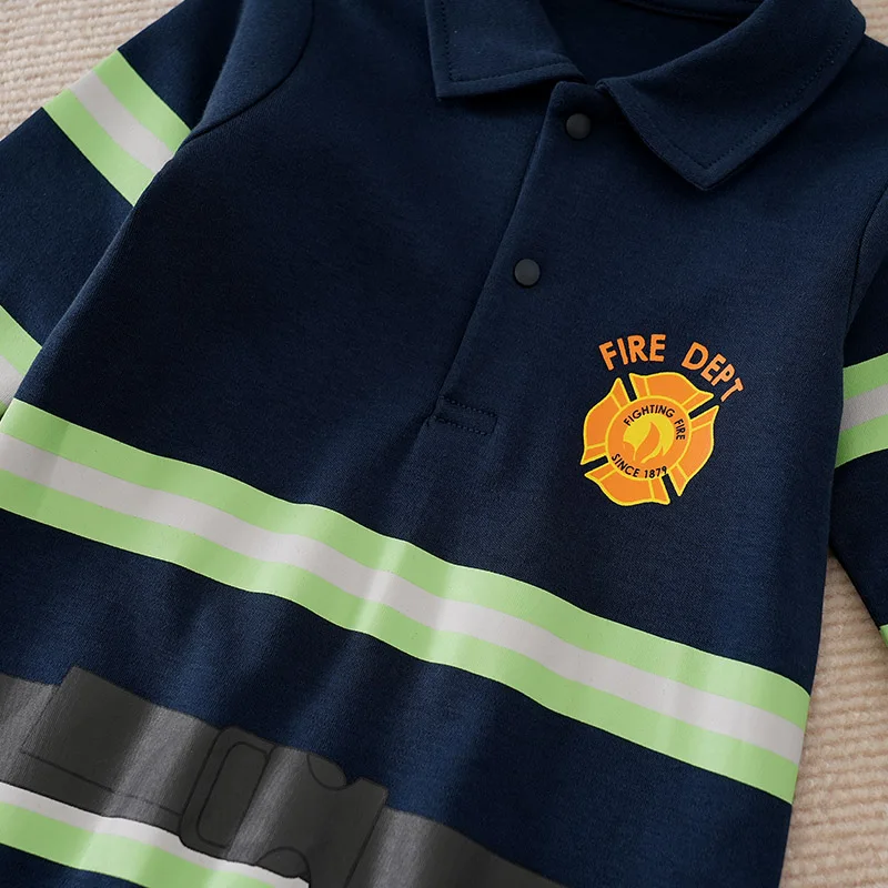 Newborn Baby Clothes Navy blue fireman cotton Spring Long Sleeve fashion Toddler Boy Clothes Kids Jumpsuit Pyjama Role play