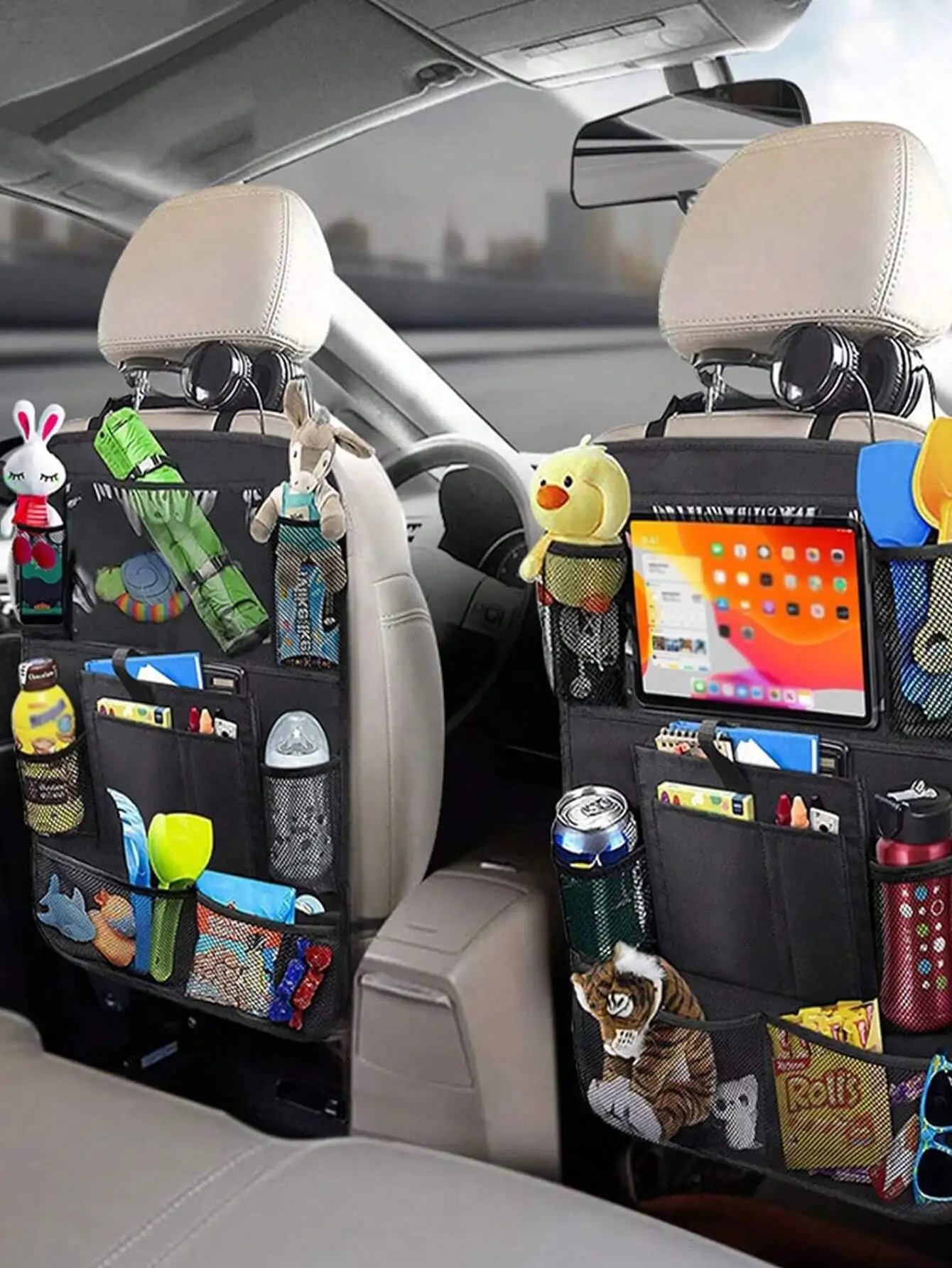 

1pc Car Back Seat Organizer, Durable Waterproof Oxford Fabric Children's Car Back Seat Box With Touch Screen Tablet Holder, 6 M