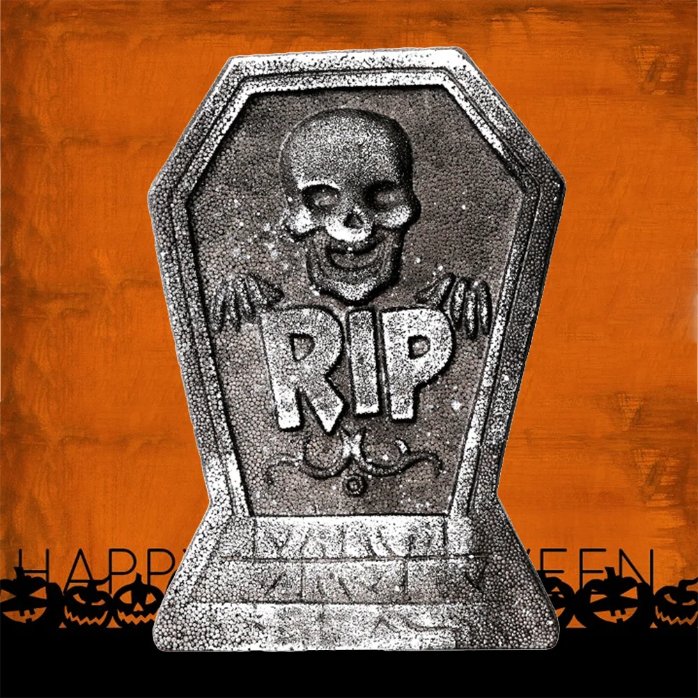 

Halloween Gravestone Outdoor Decor Realistic Stone Finish Bat Skull Patterns Haunted Decoration Graveyard Scenes Fright Foam