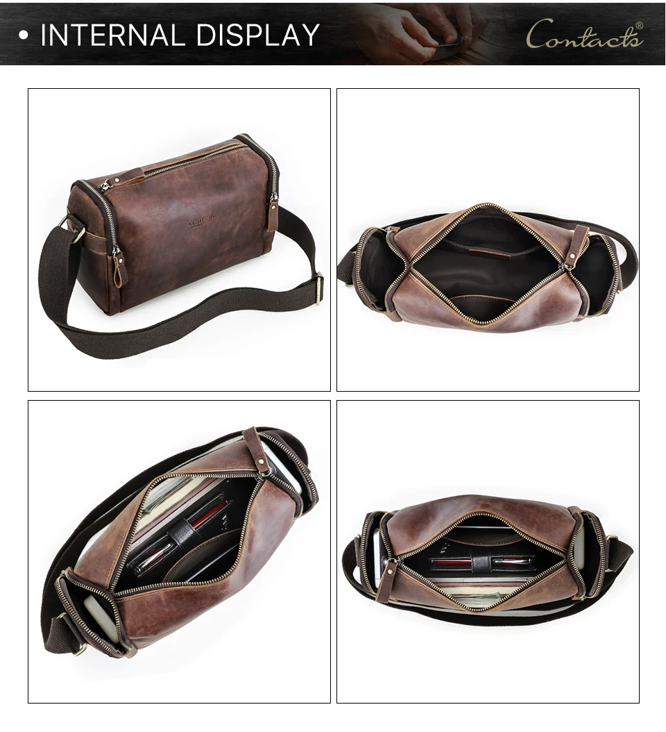 Crazy Horse Leder Männer Handtasche Designer Vintage Crossbody-tasche Kleine Strap Sling Schulter Tasche Luxus Marke Messenger Taschen Neue – Detail 13