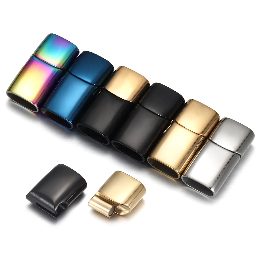 Stainless Steel Magnetic Clasp 12*6mm Hole Bracelet Magnet Clasp DIY Accessories Leather Jewelry Making Finding Supplies