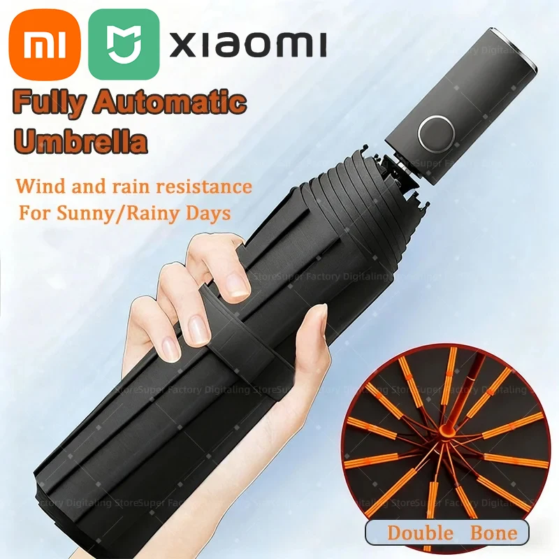 Xiaomi MIJIA 24 مظلة قابلة للطي أوتوماتيكية بالكامل مزدوجة العظام SPF 50 UV حماية المطر المقاومة الرياح المقاومة مظلة