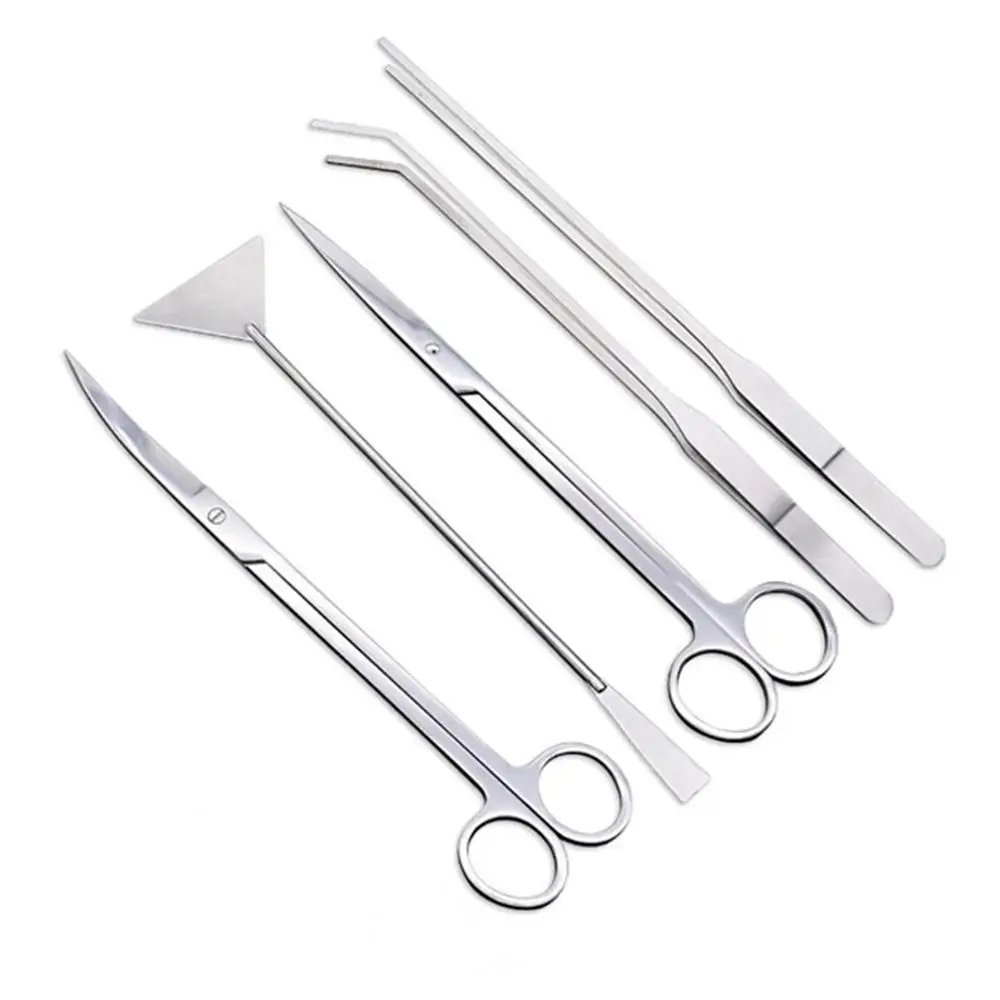 3/4/5Pcs Stainless Steel Aquascape Tools Kit Straight Curved Durable Fish Tank Scissor Tweezers Tool with Storage Bag Rustproof