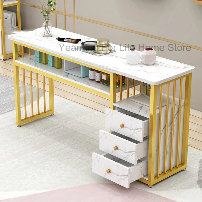 Muebles de salón Ins minimalistas de estilo nórdico, mesas para manicura profesional individual de lujo, mesa para manicura de moda para salón de belleza B