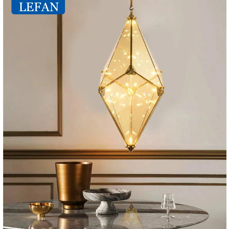 Modern Led Diamond Pendant Lamp Glass Home Decor Chandelier for Living Room Restaurant Hanglamp Luxury Indoor Lighting Fixtures