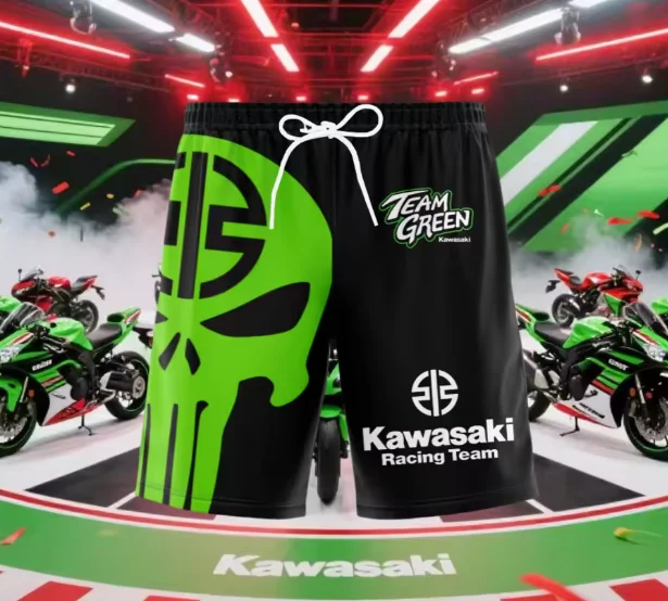 

Летние быстросохнущие дышащие мотоциклетные шорты Kawasaki с 3D-принтом и быстросохнущие шорты для внедорожных мотоциклетных спортивных шорт