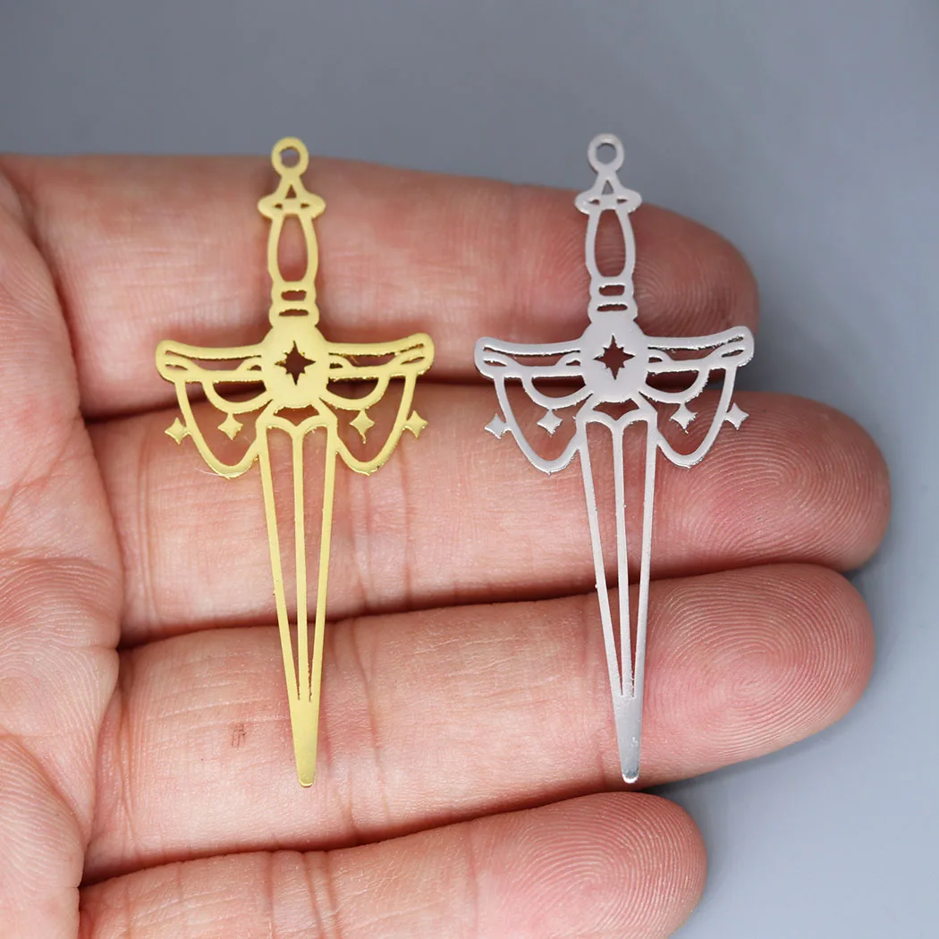 5pcs/lot Vintage Star Sword Charm Pendants Making DIY Stainless Steel Handmade Finding Jewelry