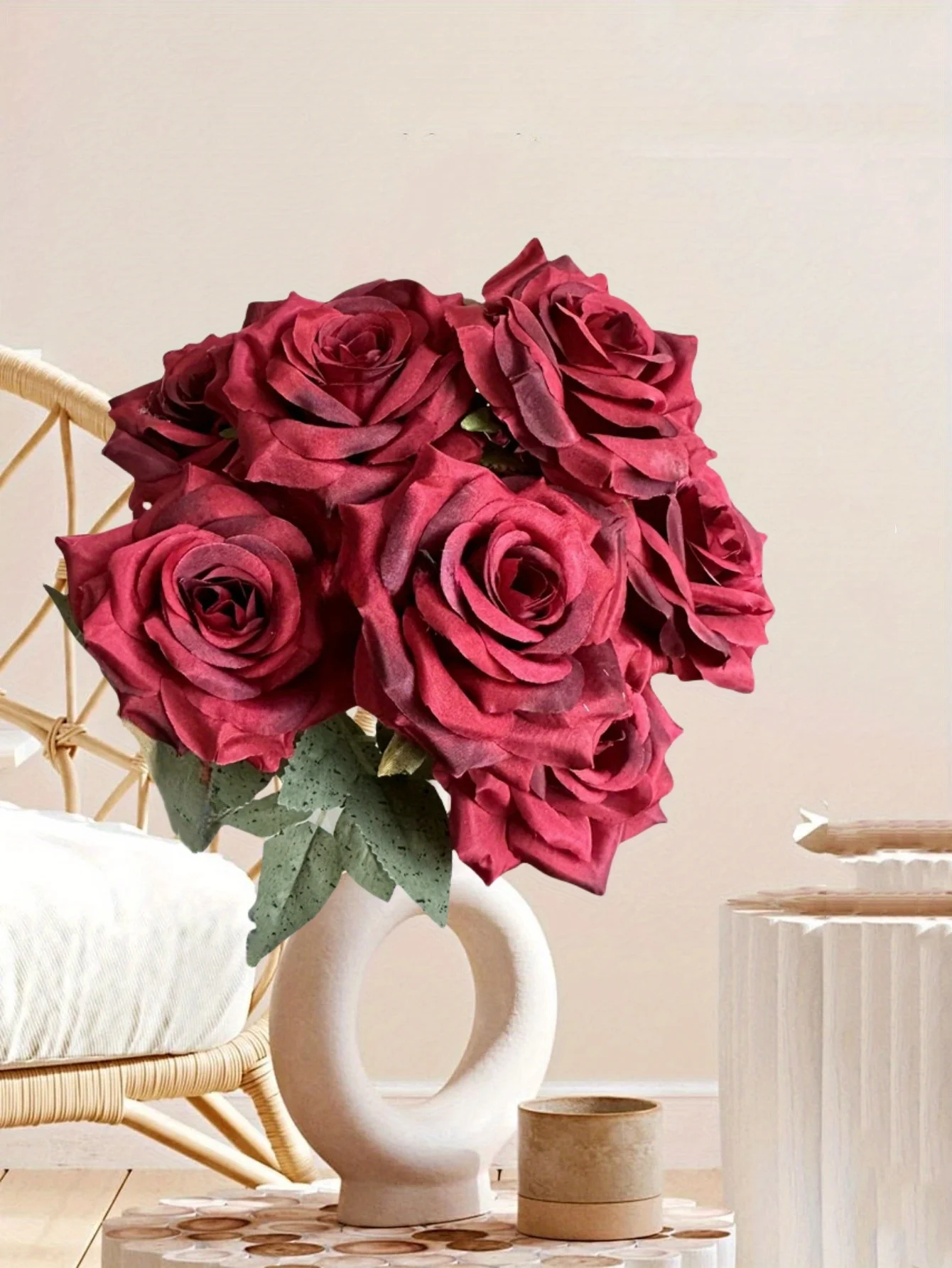 Large 9 Heads Roses Artificial Silk Flowers 18.9in Long Stems Bouquets For Wedding Decorations Bridal Floral Party Table Decor