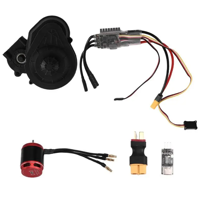 For 1/10 RC Crawler Car Compatible 3542 Outrunner Brushless Motor AM32 Programmed 80A ESC With Black Gearbox For SCX10 TRX4 TRX6
