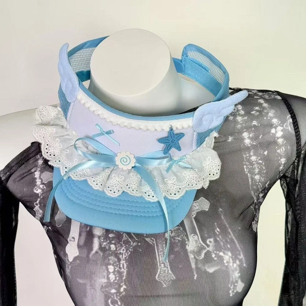 Steampunkowa Dziewczyna Y2K Gotycka Lolita Japońskie Anielskie Skrzydła Akwarela Damska Harajuku Urocza Słodka Lolita Punkowa Czapka z Daszkiem Letnia