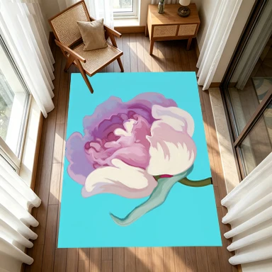 Soft Peony Flower Art Print Carpet Flooring Home Bedroom Decorative Floor Carpet