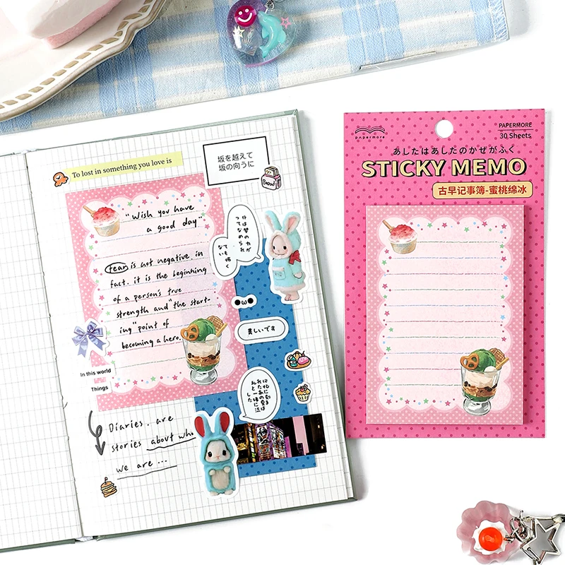 30 folhas bonito bolo de frutas pegajoso memo decoração scrapbooking diário álbum diy colagem mensagem notas papel bloco de notas papelaria