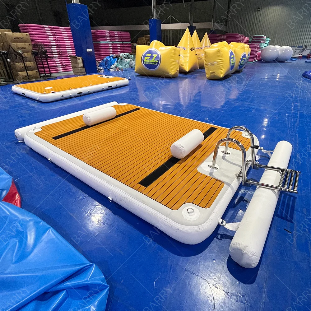 

Barry OEM Drop Stitch Fabric Inflatable Pontoon Dock with Bumper Boat protection Jetski Floating Dock Motor Boat Parking Dock