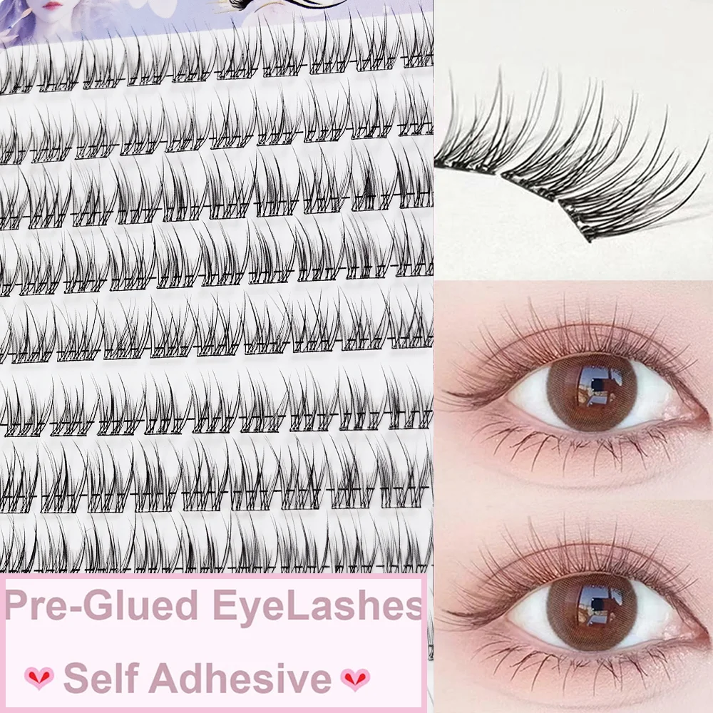 New Glue-Free Extra Volume Mermaid Tail Fairy False Eyelashes, for No-Makeup Makeup Look with Fluffy Sheer Feathery Lash Effect,