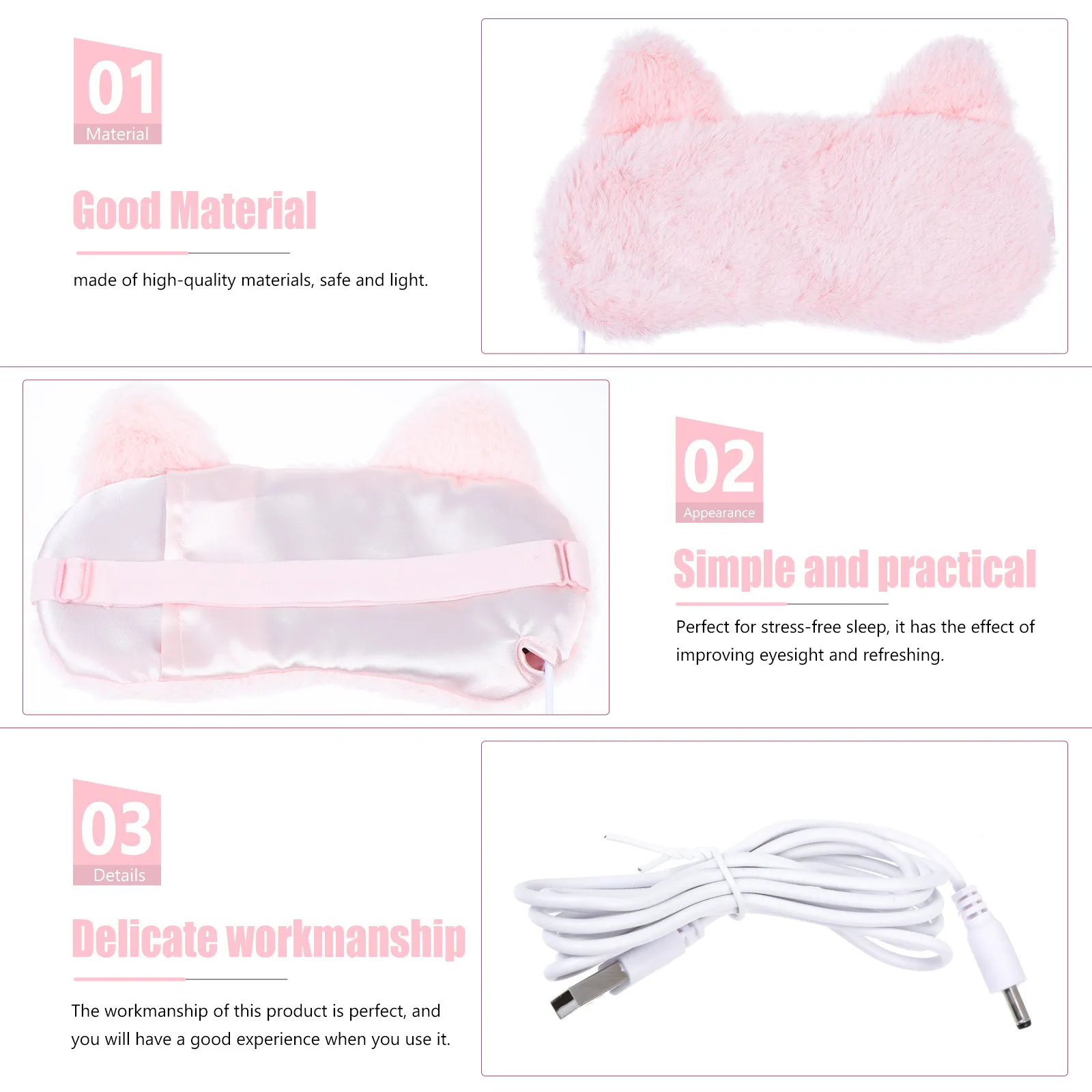 USB Heated Eye Mask Eye Muscle Relaxing Hot Compress Improve Sleep Quality Relieve Dry Eyes Fatigue Heated Blinder
