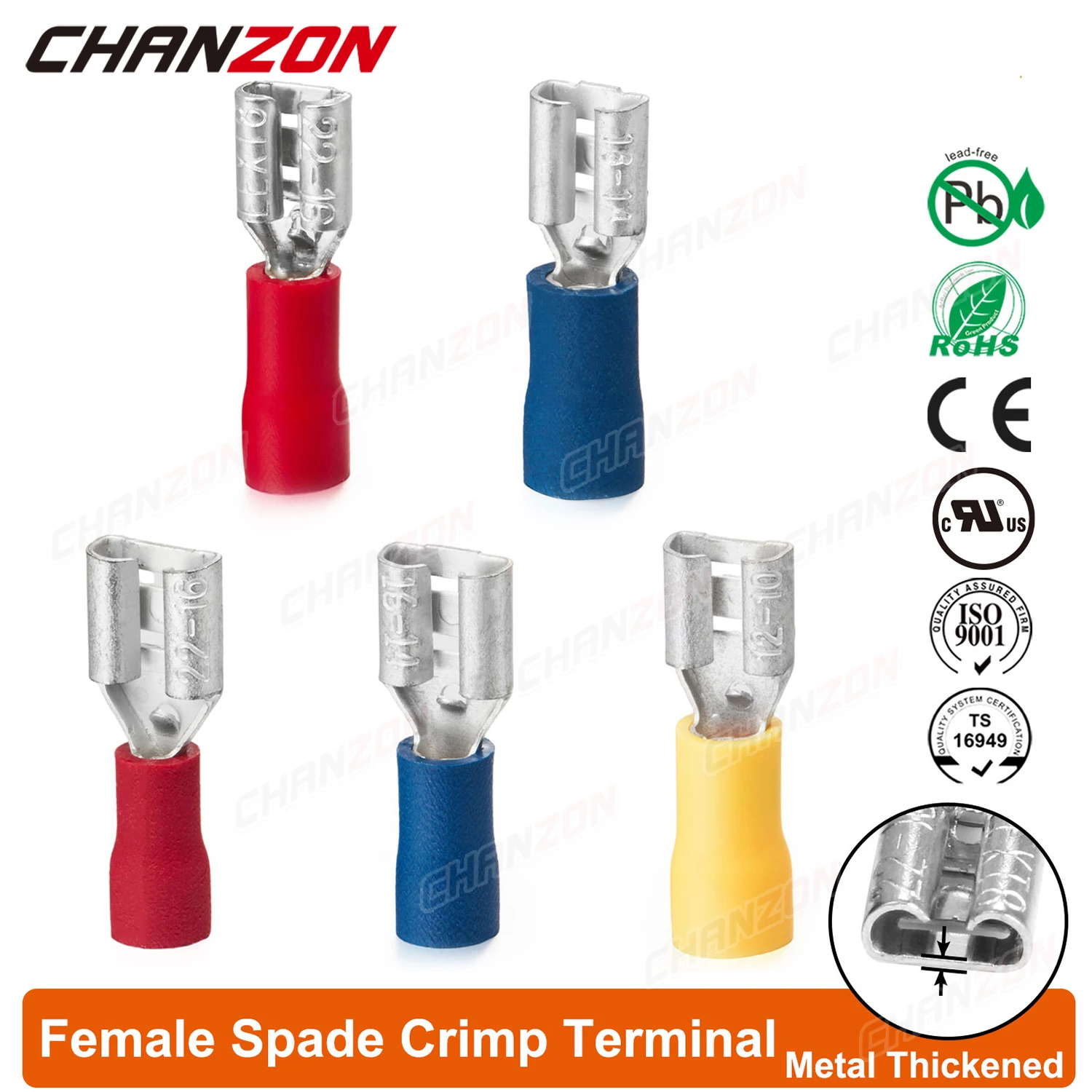 80/100PCS 4,8 Mm 6,3 Mm Isolierte Weibliche Spaten Crimp Draht Anschlüsse Solderless Verdrahtung Elektrische Kabel Terminals rot Blau Gelb – Detail 1