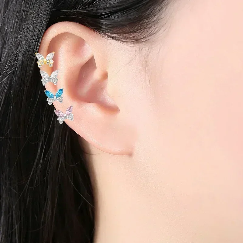 G23 Titan 16G CZ Schmetterling Ohrknochenstecker mit Innengewinde Labret Tragus Helix Knorpel Lippenpiercing Ringe Schmuck Ohrringe – Detail 4