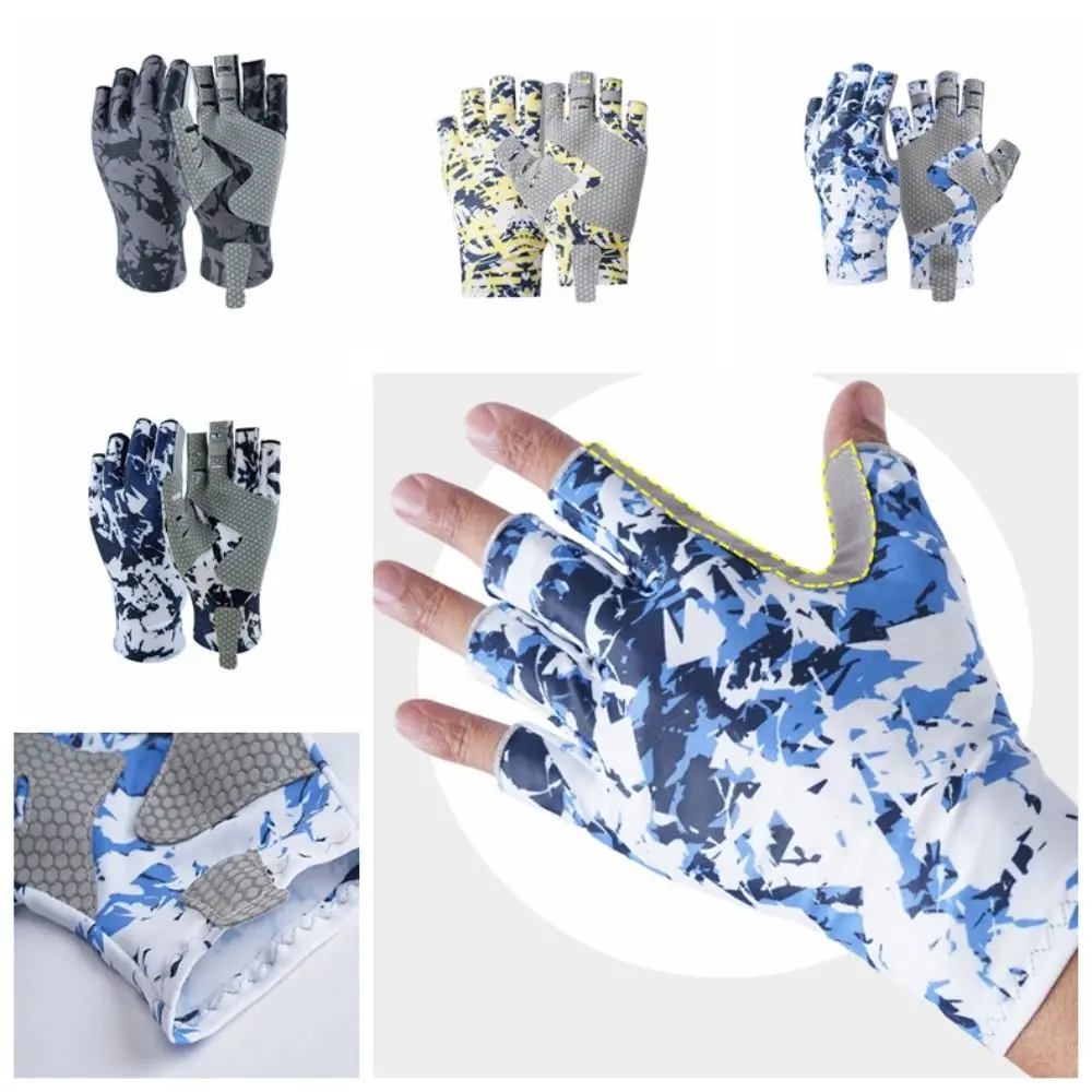 

Sun Protection Half Finger Fishing Gloves Summer Sunscreen Half-finger Fingerless Fishing Gloves Anti-Slip Sun-proof