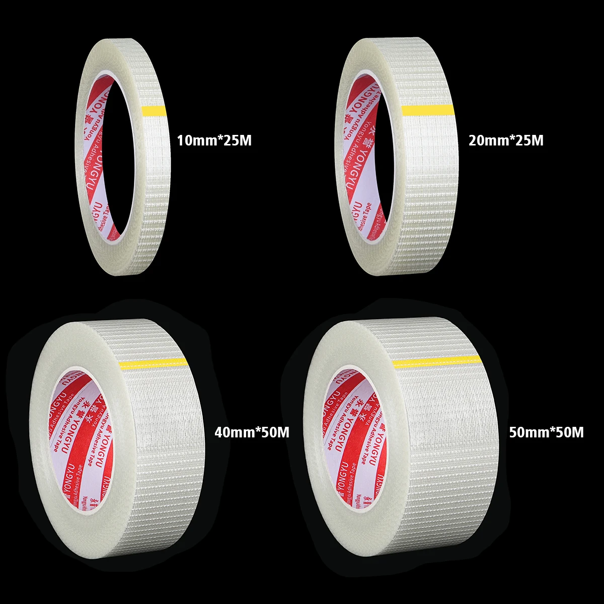 Monofilament Adhesive Tape, Commercial Grade Heavy duty Transparent Reinforced Fiberglass Tape, Monofilament Adhesive Tape