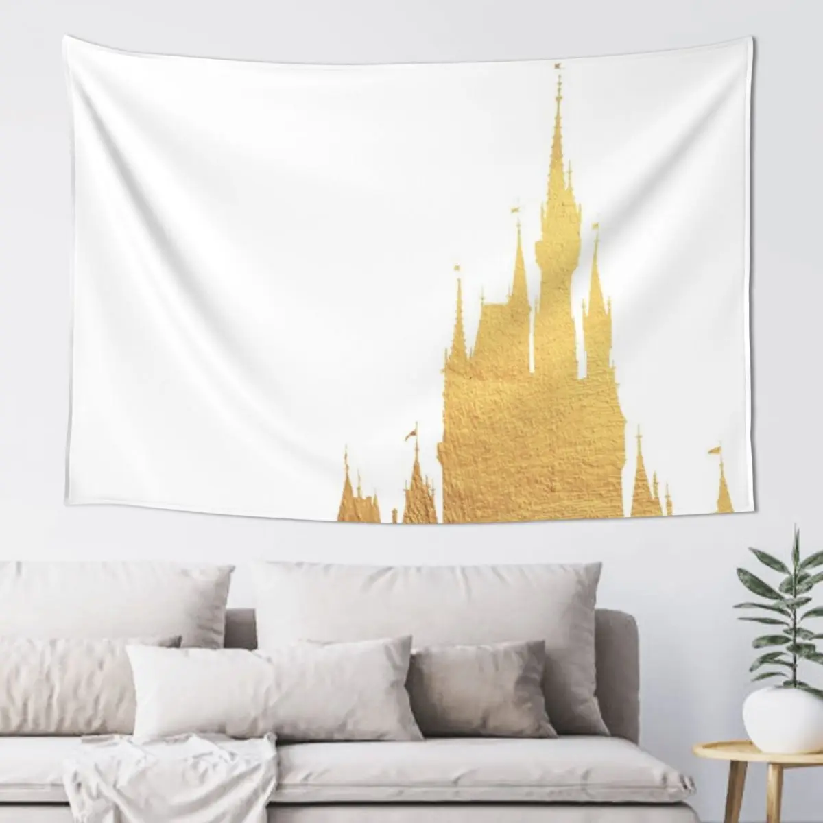 

Golden Magic Castle Silhouette Tapestry Bedroom Deco Wallpaper Tapestry