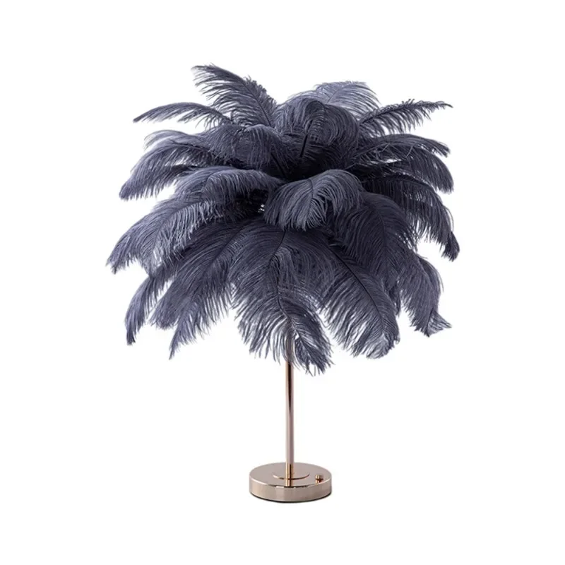 Rechargeable ostrich feather table lamp bedroom bedside lamp creative decorative table lamp
