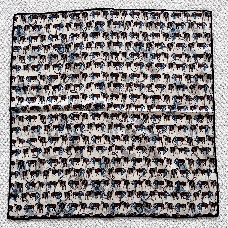 

Luxury Designer Wool Silk Scarf 65CM Rolled Shawls Scarves Bandana Hair Neck Accessories 65cm Horse Print